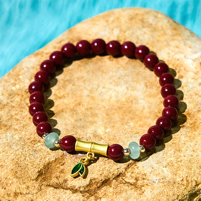 Buddha Stones Cinnabar Bamboo Concentration Bracelet