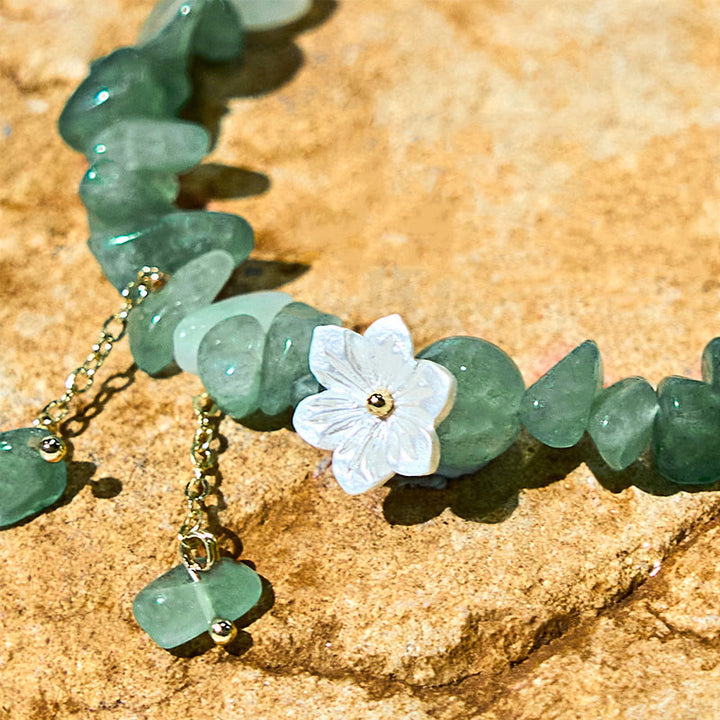 Buddha Stones Natural Strawberry Quartz Green Strawberry Quartz Super Seven Crystal Flower Healing Bracelet