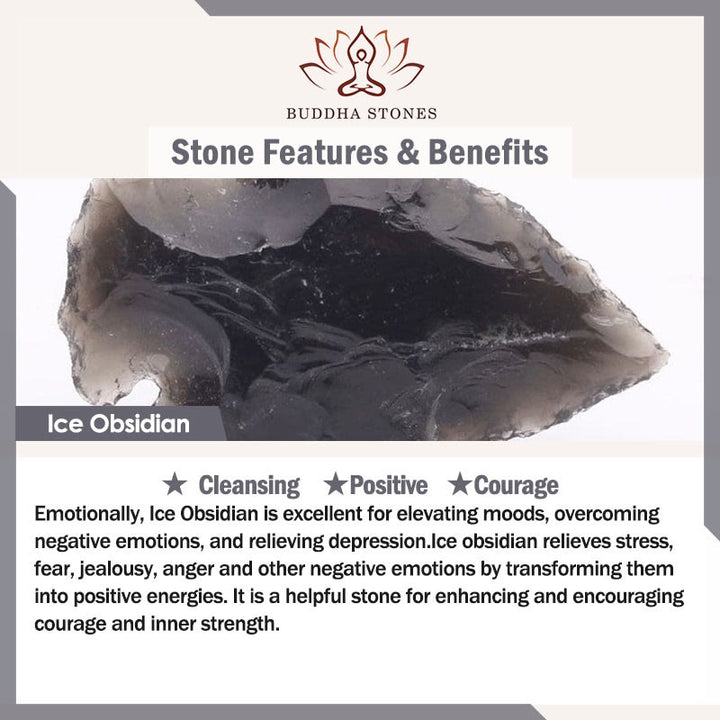Buddha Stones Ice Obsidian Black Spinel Lying Cat Courage Double Layer Bracelet - image 8