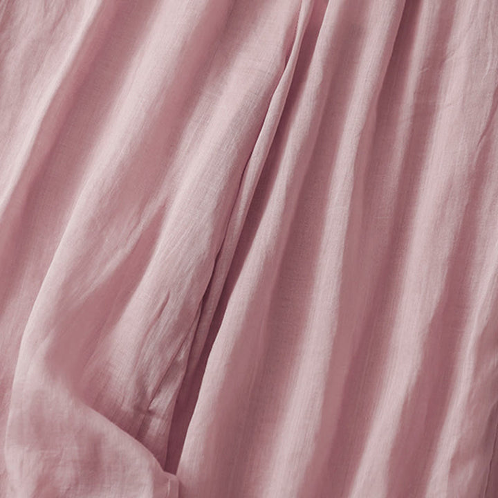 Buddha Stones Summer Embroidery Double Layer Cotton Linen Women's Wide Leg Pants With Pockets - image 11