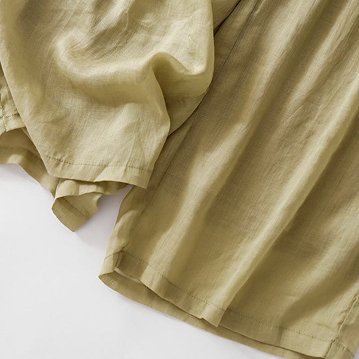 Buddha Stones Summer Embroidery Double Layer Cotton Linen Women's Wide Leg Pants With Pockets - image 6