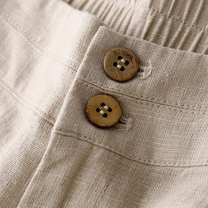 Buddha Stones Summer Casual Simple Design Linen Women's Wide Leg Pants With Zipper Pockets - image 45