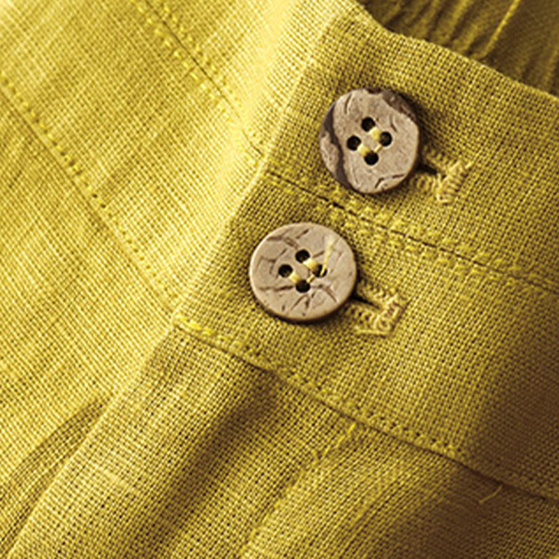 Buddha Stones Summer Casual Simple Zipper Design Linen Women's Wide Leg Pants With Pockets - image 52