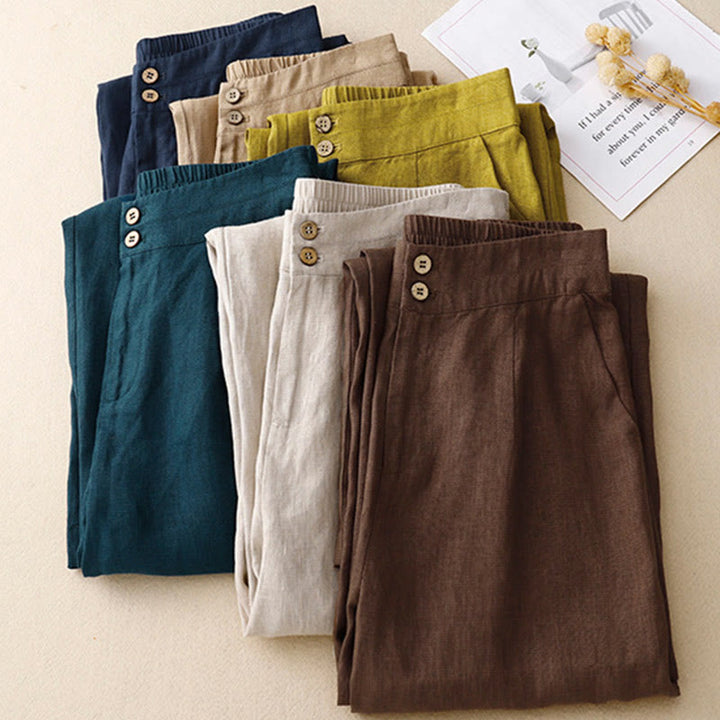Buddha Stones Summer Casual Simple Zipper Design Women's Wide Leg Pants With Pockets - image 66