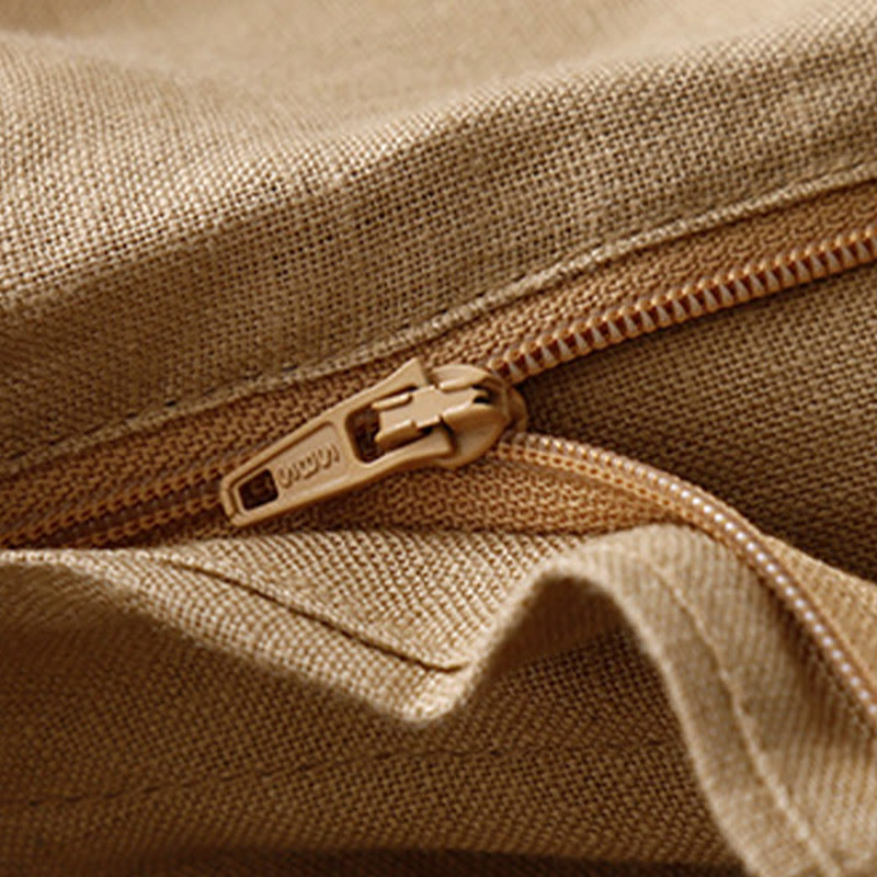 Buddha Stones Summer Casual Simple Design Linen Women's Wide Leg Pants With Zipper Pockets - image 41