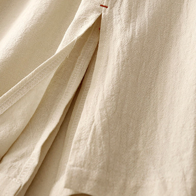 Buddha Stones Casual Simple Design Drawstring Split Cotton Linen Women's Wide Leg Pants With Pockets - image 13