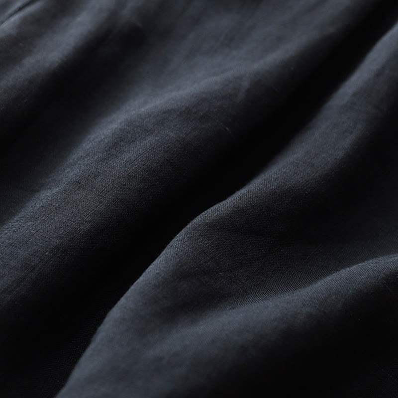 Buddha Stones Summer Casual Embroidery Flower Pleated Zipper Button Cotton Linen Women's Shorts With Pockets - image 19