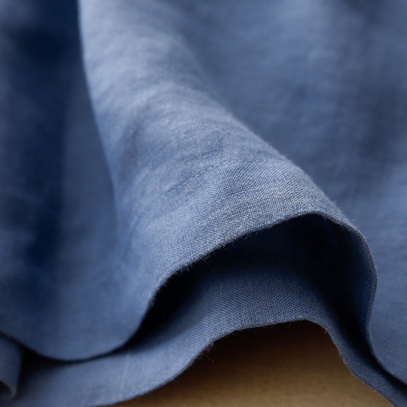 Buddha Stones Summer Casual Embroidery Flower Pleated Zipper Button Cotton Linen Women's Shorts With Pockets - image 2