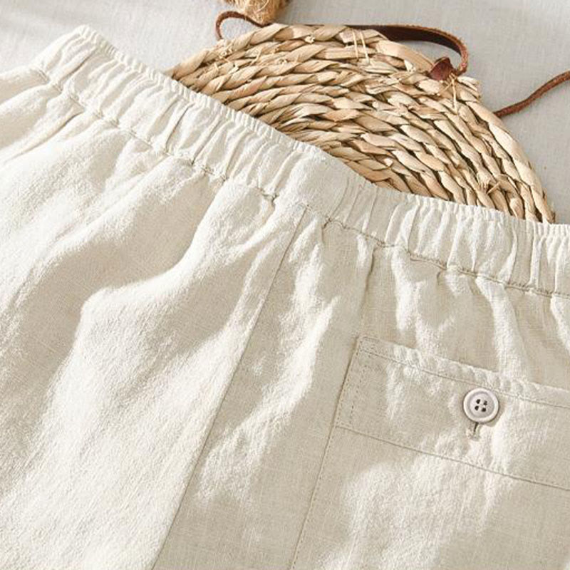 Buddha Stones Summer Casual Drawstring Ramie Linen Men's Pants With Pockets - image 19