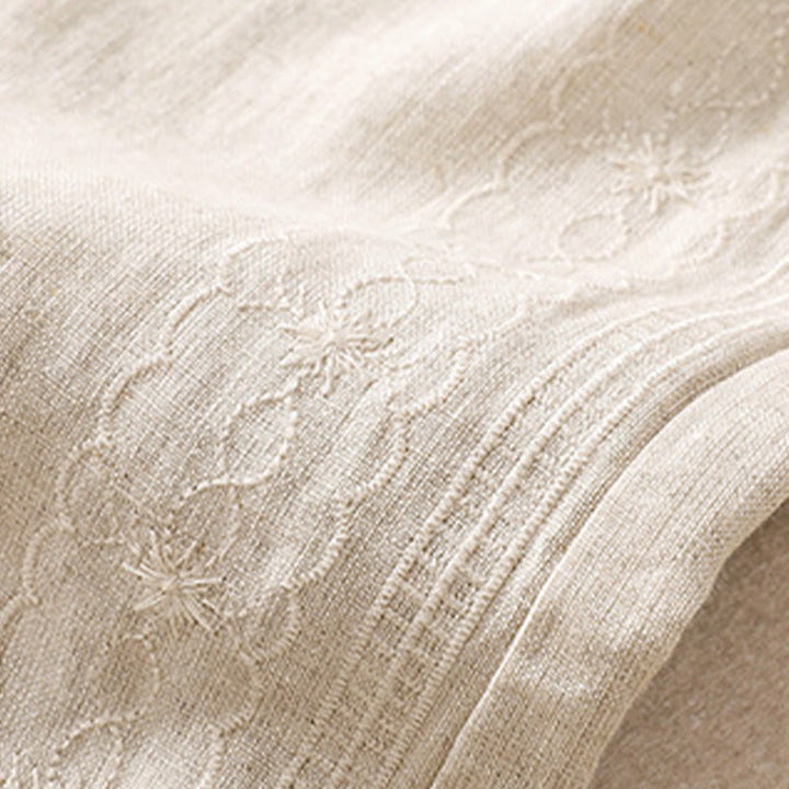 Buddha Stones Casual Floral Embroidery Pattern Drawstring Cotton Linen Women's Shorts With Pockets - image 14