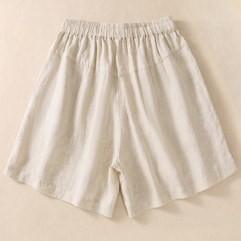 Buddha Stones Casual Floral Embroidery Pattern Drawstring Women's Shorts With Pockets - image 10