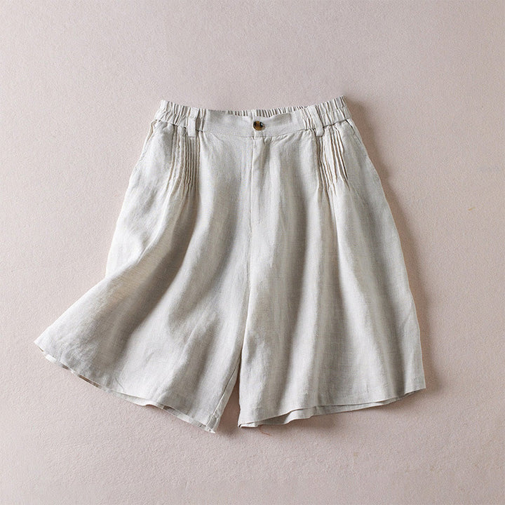 Buddha Stones Summer Daily Simple Wrinkle Design Cotton Linen Women's Shorts With Pockets - Gainsboro - US8-10，UK/AU12-14，EU40-42 (2XL) - image 35