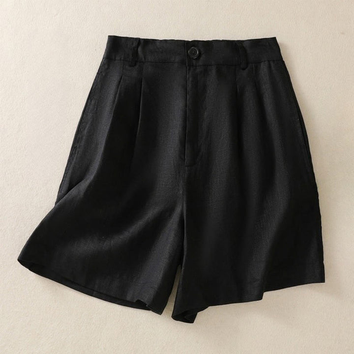 Buddha Stones Summer Casual Pure Color Cotton Linen Women's Shorts With Pockets - Black - US8-10，UK/AU12-14，EU40-42 (2XL) - image 6
