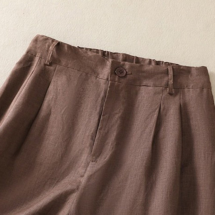 Buddha Stones Summer Casual Pure Color Cotton Linen Women's Shorts With Pockets - image 10