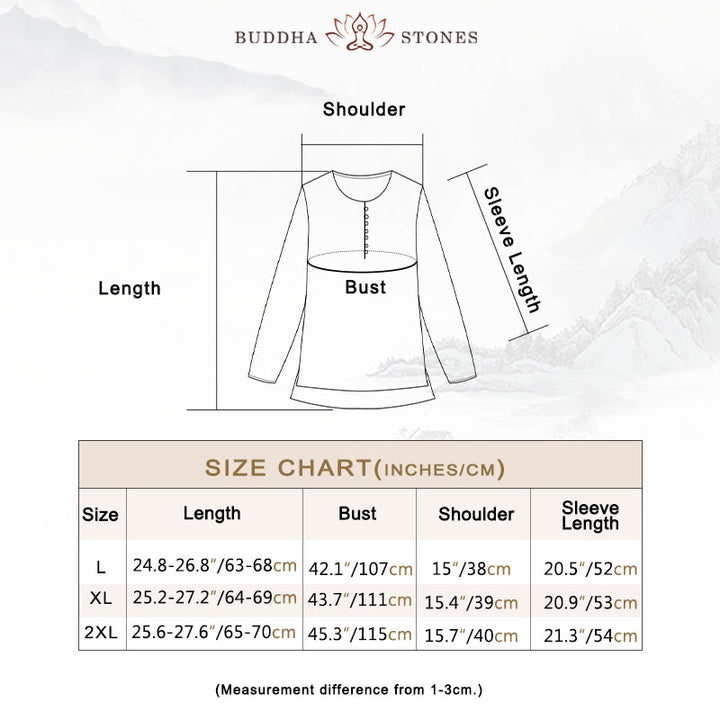 Buddha Stones Casual Embroidery Flower Round Neck Long Sleeve Cotton Linen Top Women's Shirts - image 5
