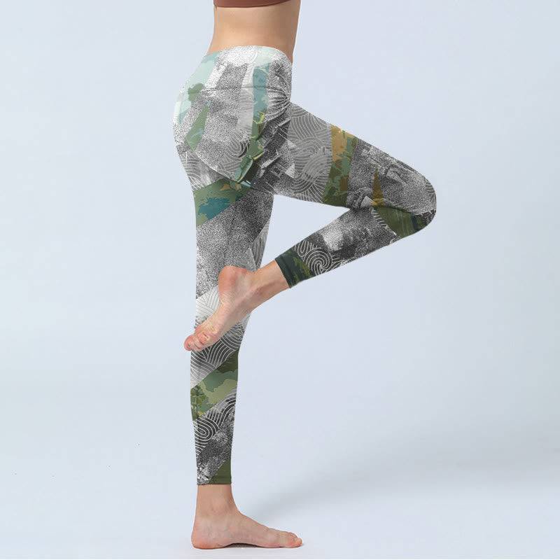 Buddha Stones Ancient Style Great Wall Print Sports Fitness Leggings Women's Yoga Pants - image 3