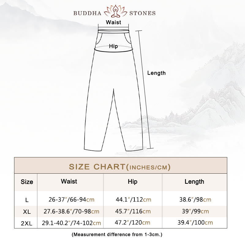 Buddha Stones Casual Solid Color Tapered Elastic Waistband Cotton Linen Women's Pants With Pockets - image 6