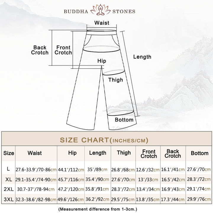 Buddha Stones Casual Solid Color Cotton Linen Women's Wide Leg Pants With Pockets - image 6