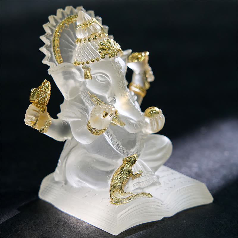 Buddha Stones Transparent White Ganesh Ganpati Elephant Statue Protection Home Resin Decoration - image 1