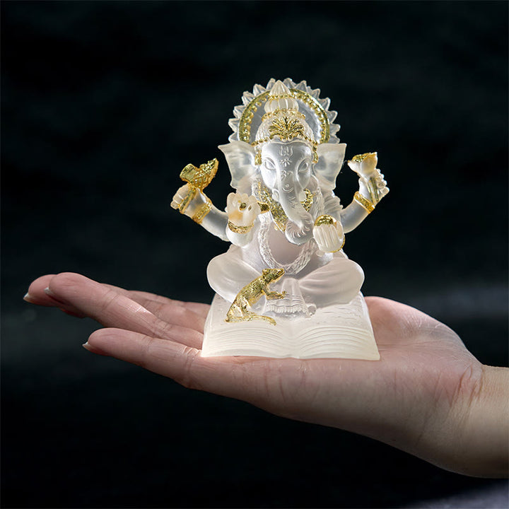 Buddha Stones Transparent White Ganesh Ganpati Elephant Statue Protection Home Resin Decoration - image 5