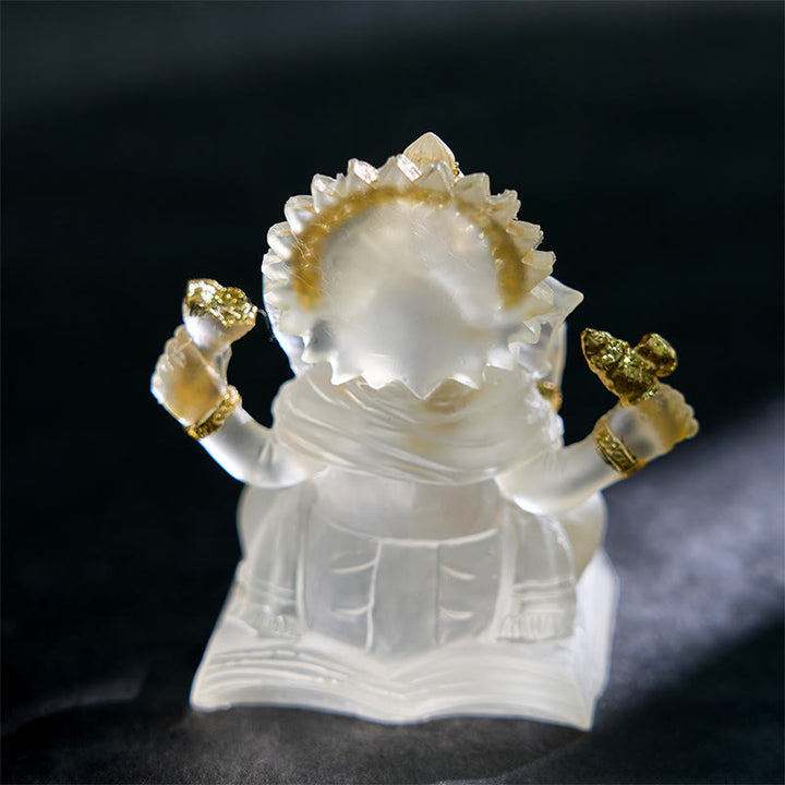 Buddha Stones Transparent White Ganesh Ganpati Elephant Statue Protection Home Resin Decoration - image 3