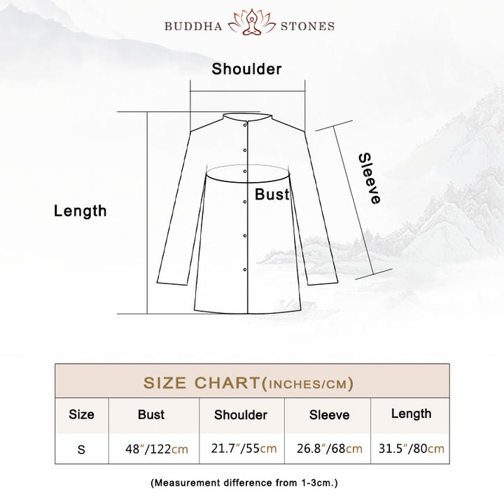 Buddha Stones Plain Long Sleeve Coat Jacket Top Wide Leg Pants Zen Tai Chi Yoga Meditation Clothing