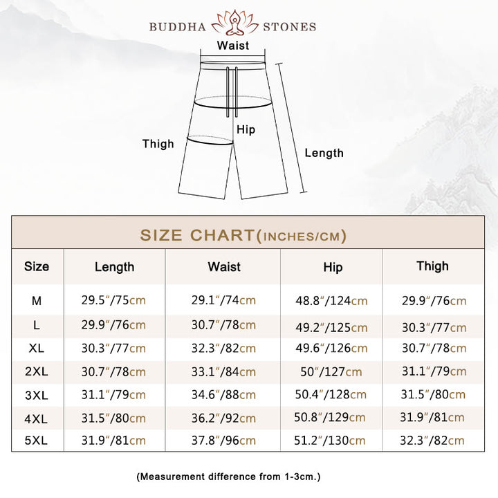 Buddha Stones Solid Color Mid-length Linen Men's Wide Leg Pants With Pockets - image 6