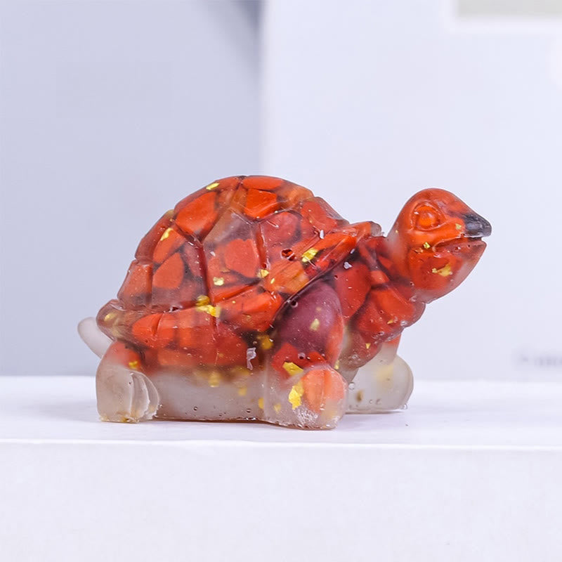 Buddha Stones Natural Crystal Gravel Drip Resin Small Turtle Decoration Statue - Red Jasper(27*50mm) - image 10