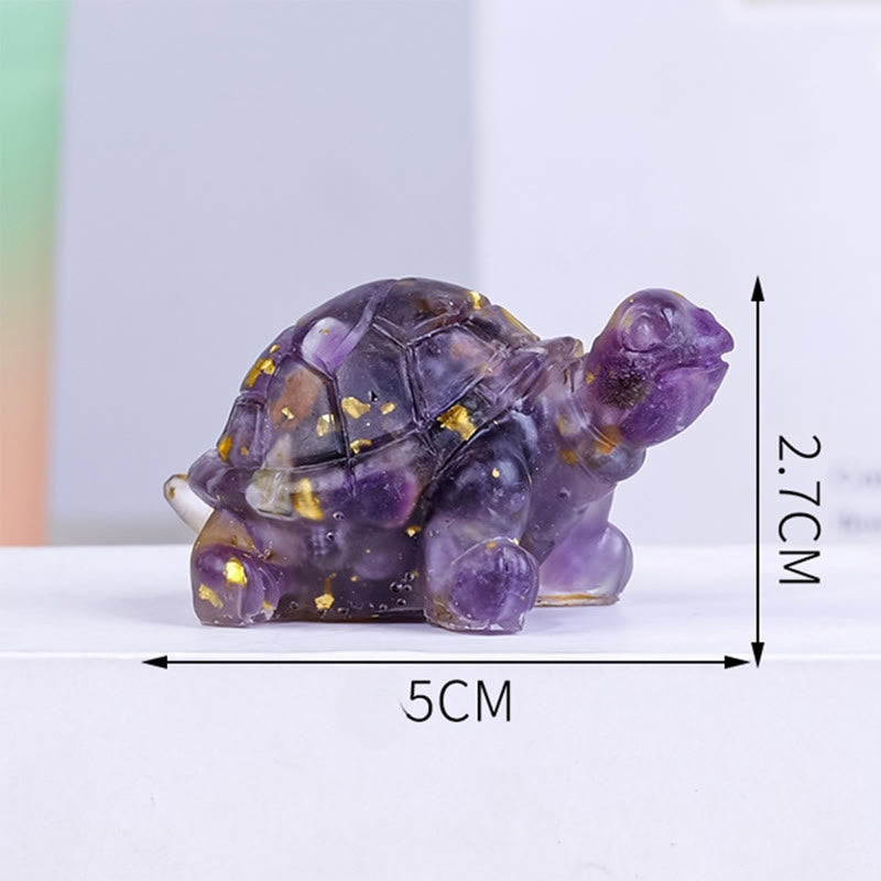 Buddha Stones Natural Crystal Gravel Drip Resin Small Turtle Decoration Statue - image 2
