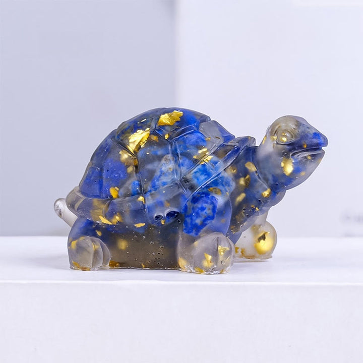 Buddha Stones Natural Crystal Gravel Drip Resin Small Turtle Decoration Statue - Lazurite(27*50mm) - image 8