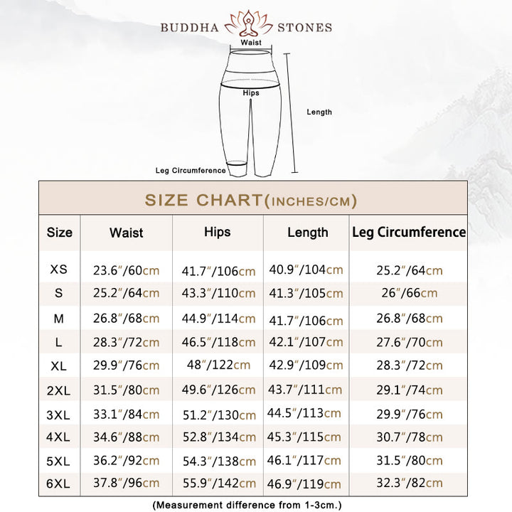 Buddha Stones Pure Cotton Casual Red Plum Blossom Mountains Sun Pattern Women's Elastic Waist Harem Pants - image 5