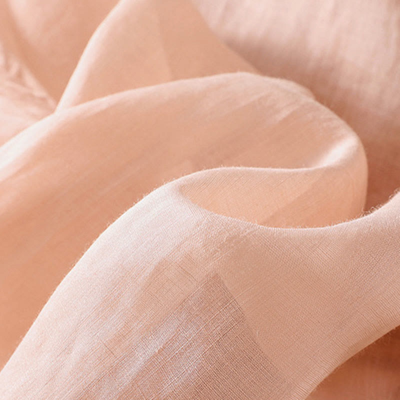 Buddha Stones Artistic Plain Floral Embroidered Design Crew Neck Puff Half Sleeve Cotton Linen Women's T-Shirt - image 11