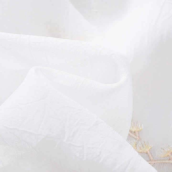 Buddha Stones Embroidery Plants Flower Half Sleeve Plain Frog-Button Stand Collar Women's Shirt - image 18