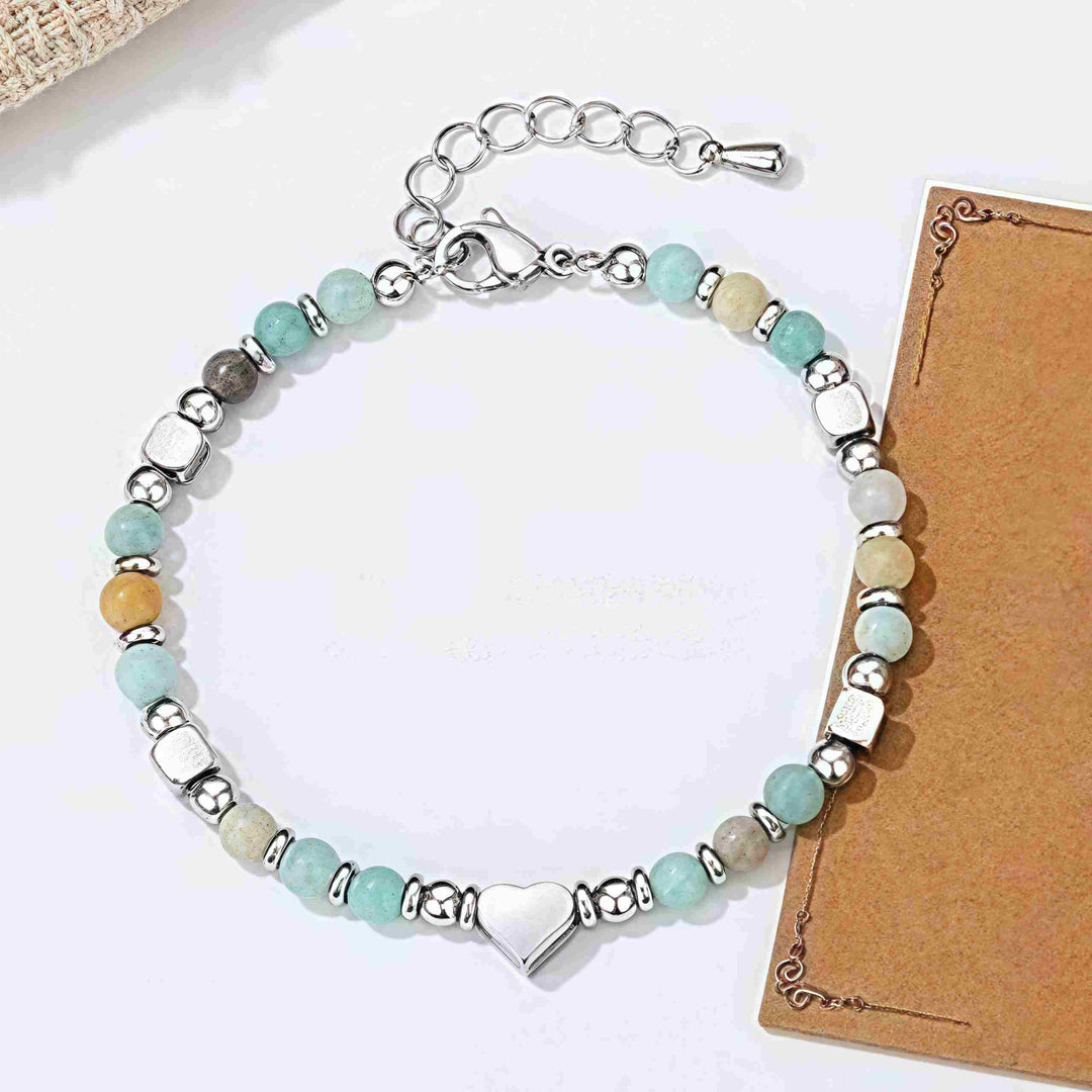 Buddha Stones Natural Stone Amazonite Amethyst Lazurite Lapis Lazuli Rose Quartz Heart Positive Balance Bracelet - image 8