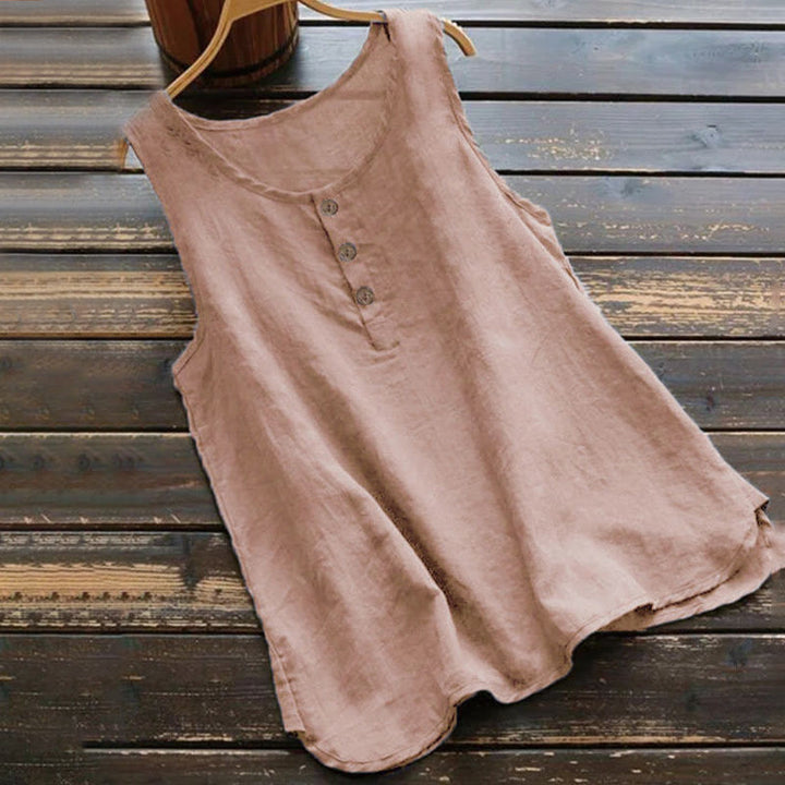 Buddha Stones Summer Pure Color Crew Collar Button Women's Vest Waistcoat - LightCoral - US16，UK/AU20，EU48 (5XL) - image 4