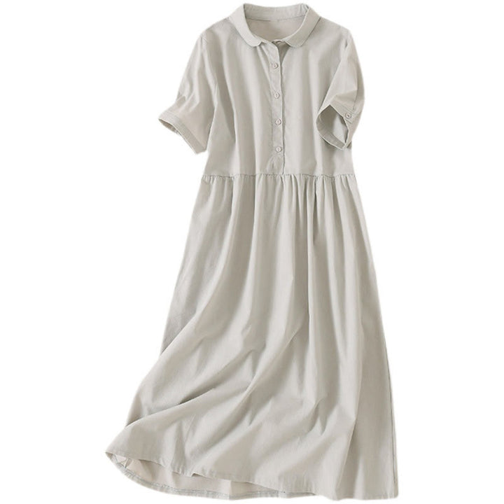 Buddha Stones Summer Buttons Design Short Sleeve Midi Dress With Pockets - image 17