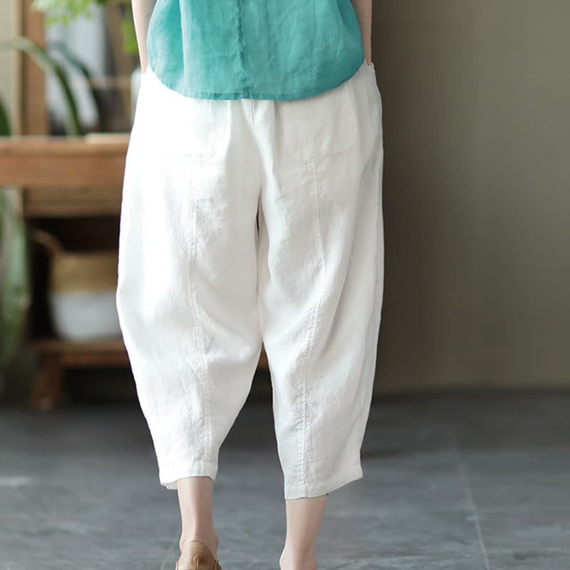 Buddha Stones Summer Casual Splicing Plain Design Women's Harem Pants With Pockets - image 14