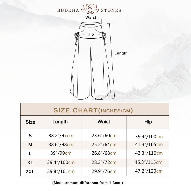 Buddha Stones Solid Color Loose Cotton Linen Wide Leg Pants For Yoga Classical Dance - image 4