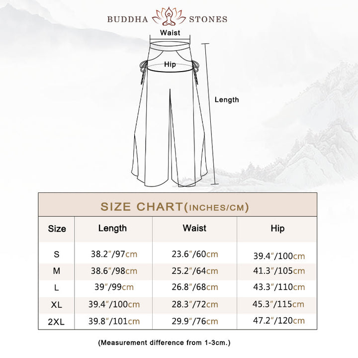 Buddha Stones Solid Color Loose Cotton Linen Wide Leg Pants For Yoga Classical Dance - image 4