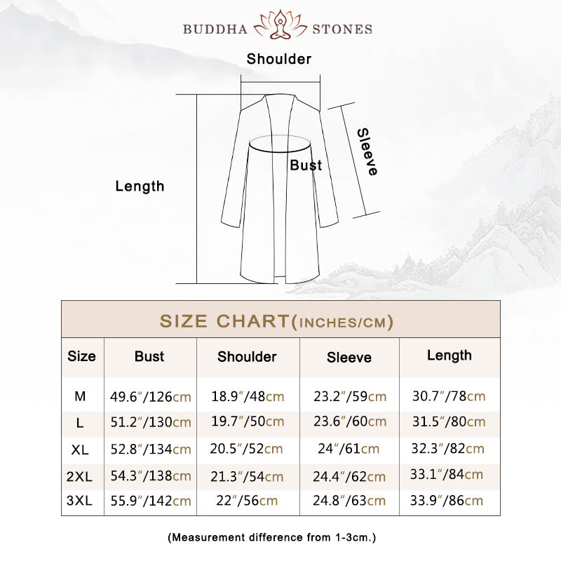 Buddha Stones Fall Simple Casual Cotton Linen Men's Mid-length Coat Clothing - image 5