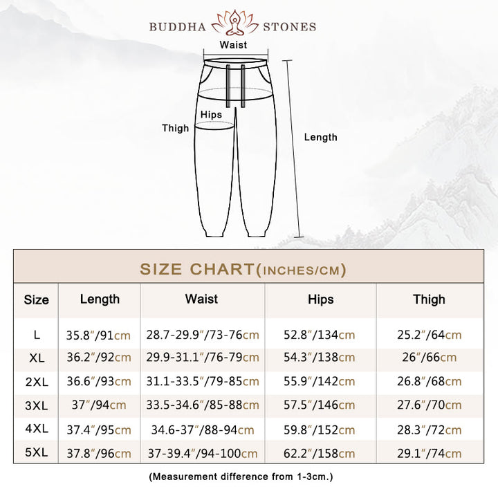 Buddha Stones Plain Color Red Drawstring Linen Men's  Pants With Pockets