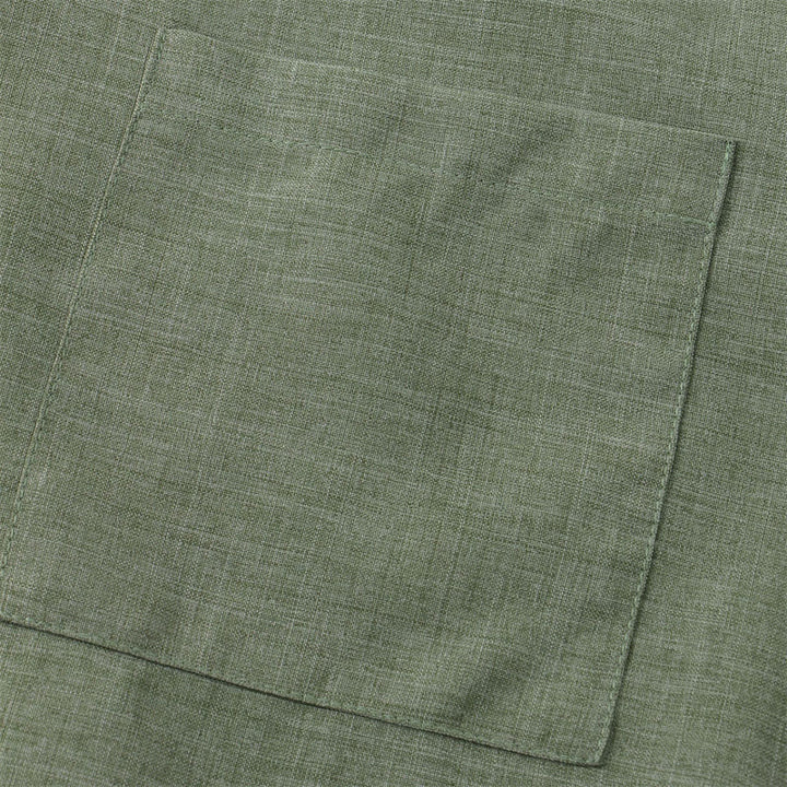 Buddha Stones Summer Men's Button Plain Short Sleeve Cotton Shirt With Pocket - image 5