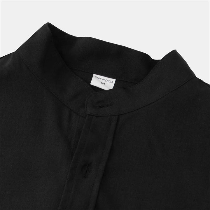 Buddha Stones Summer Men's Button Plain Short Sleeve Cotton Shirt With Pocket