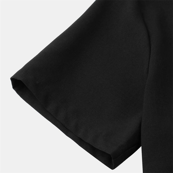 Buddha Stones Summer Men's Button Plain Short Sleeve Cotton Shirt With Pocket - image 10