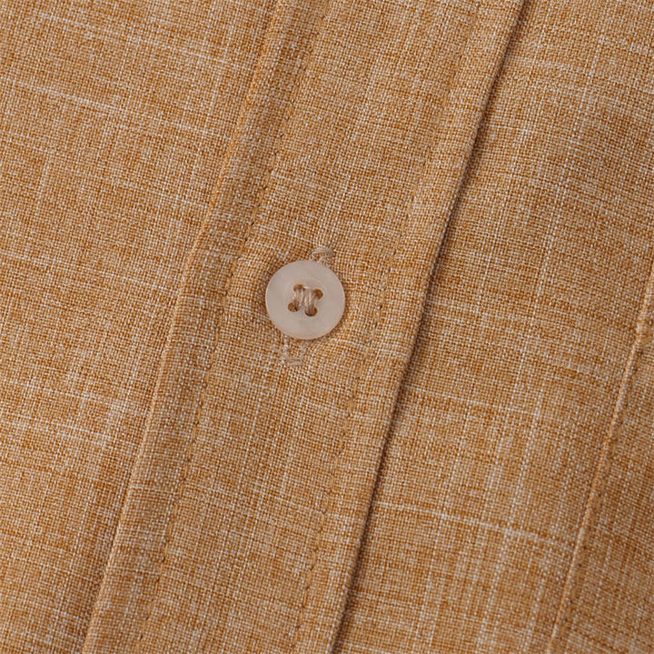 Buddha Stones Summer Men's Button Plain Short Sleeve Cotton Shirt With Pocket