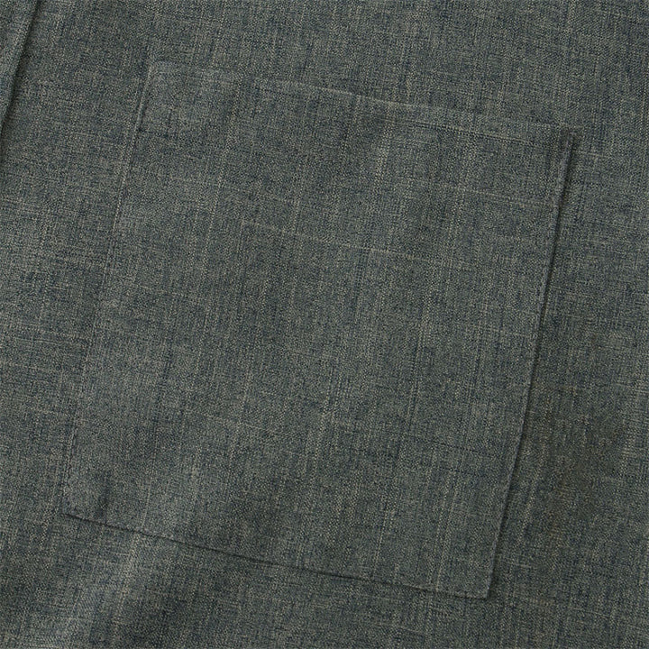 Buddha Stones Summer Men's Button Plain Short Sleeve Cotton Shirt With Pocket