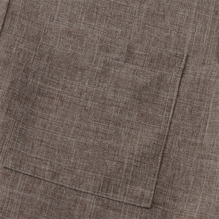 Buddha Stones Summer Men's Button Plain Short Sleeve Cotton Shirt With Pocket - image 40