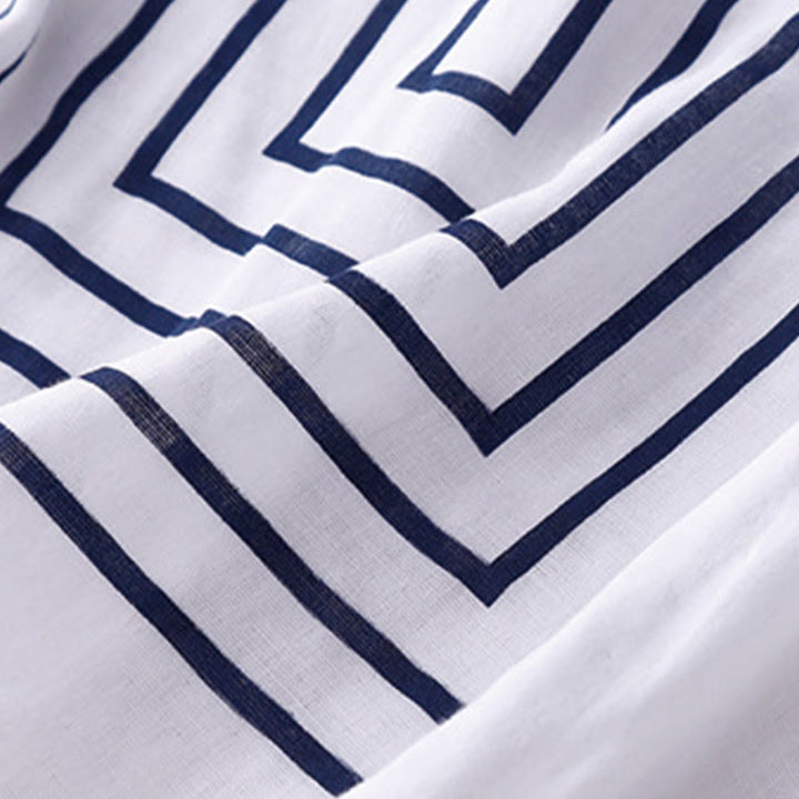 Buddha Stones Casual Line Printing Pattern Short Sleeve Cotton Linen Women's T-Shirt - image 14