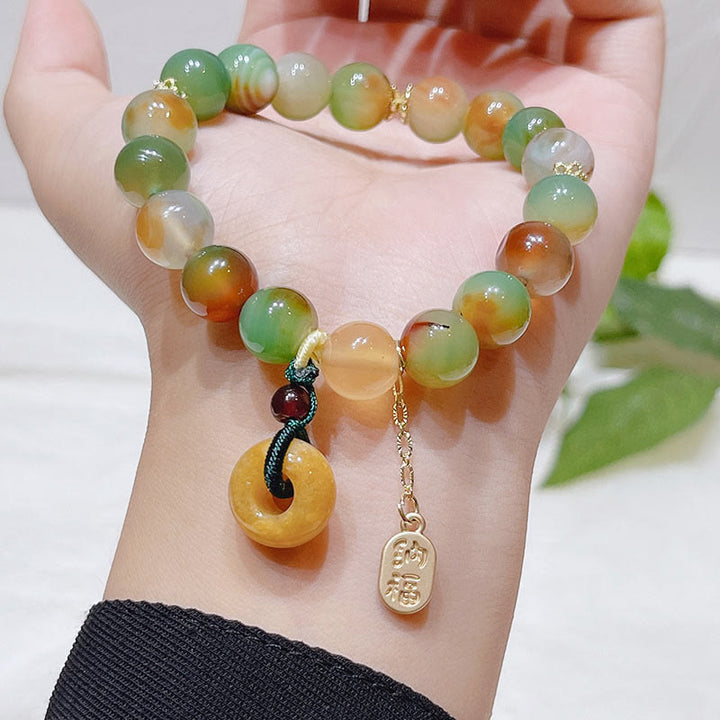 Buddha Stones "May Balance and Safety Be With You"Peacock Agate Bracelet Includes Gift Message Card - image 13