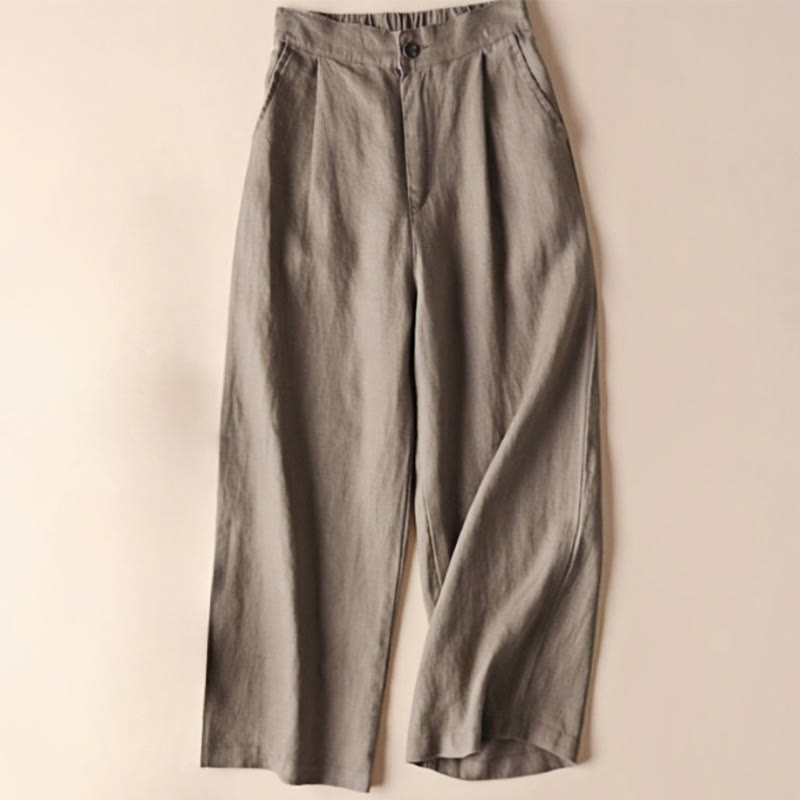Buddha Stones Commute Solid Color 7-8 Length Women's Wide Leg Pants With Pockets - Tan - US12，UK/AU16，EU44 (3XL) - image 16